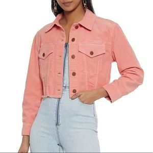 Alice & Olivia cropped frayed cotton-blend corduroy jacket
